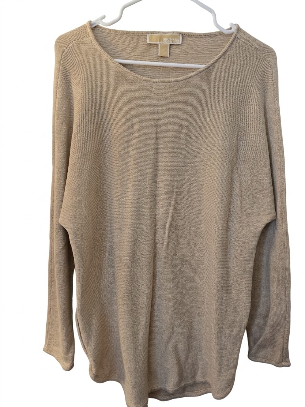 Michael Kors Women's Scoop Neck Tunic Sweater - Light Beige